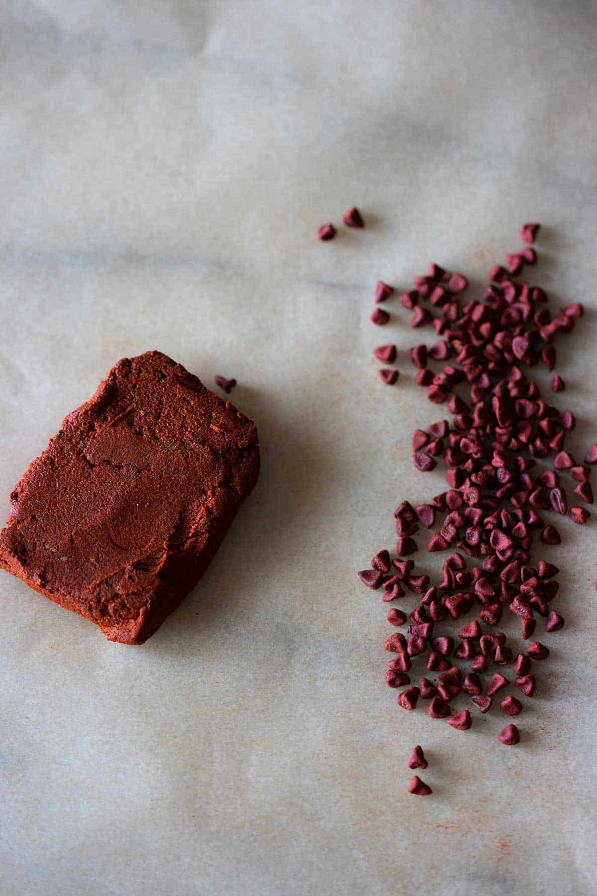 achiote paste and achiote seeds.