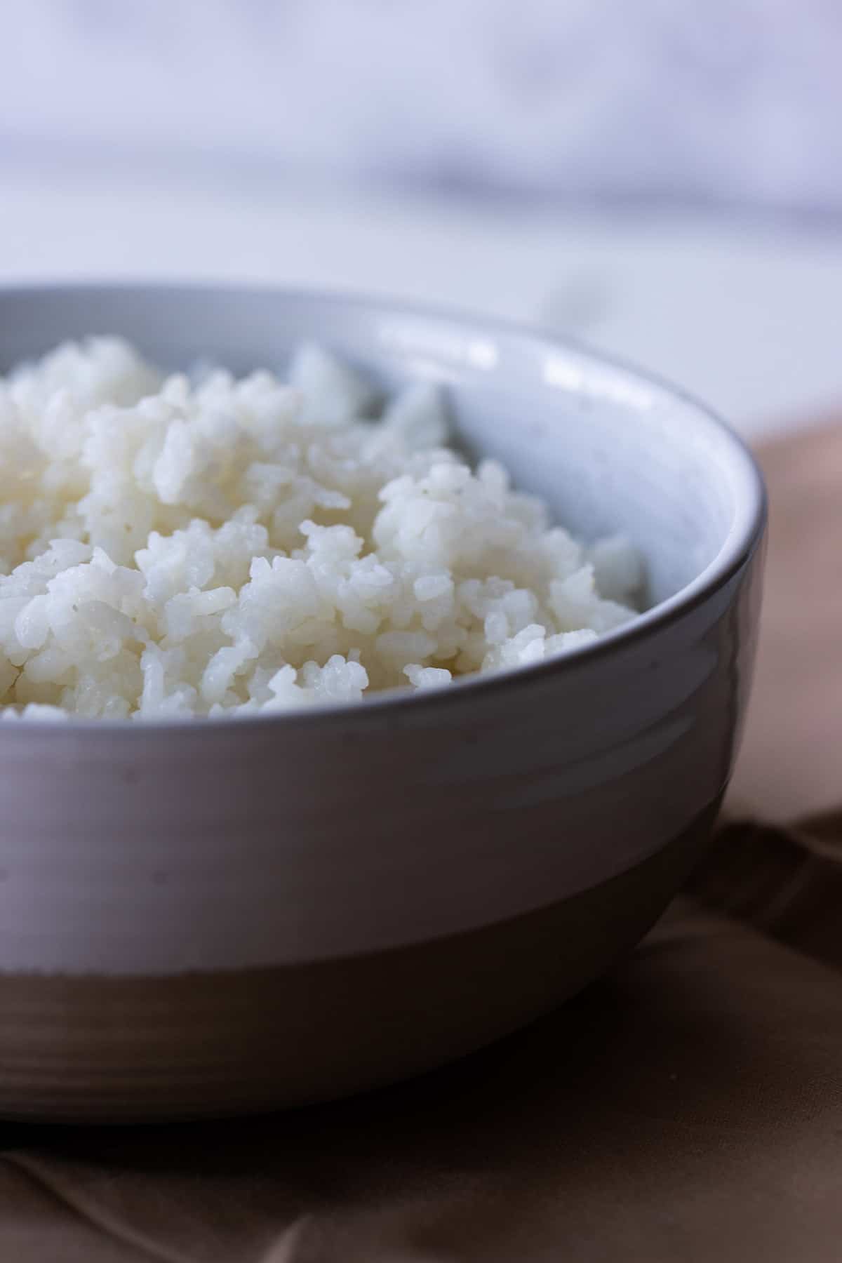 arroz blanco en un tazon.