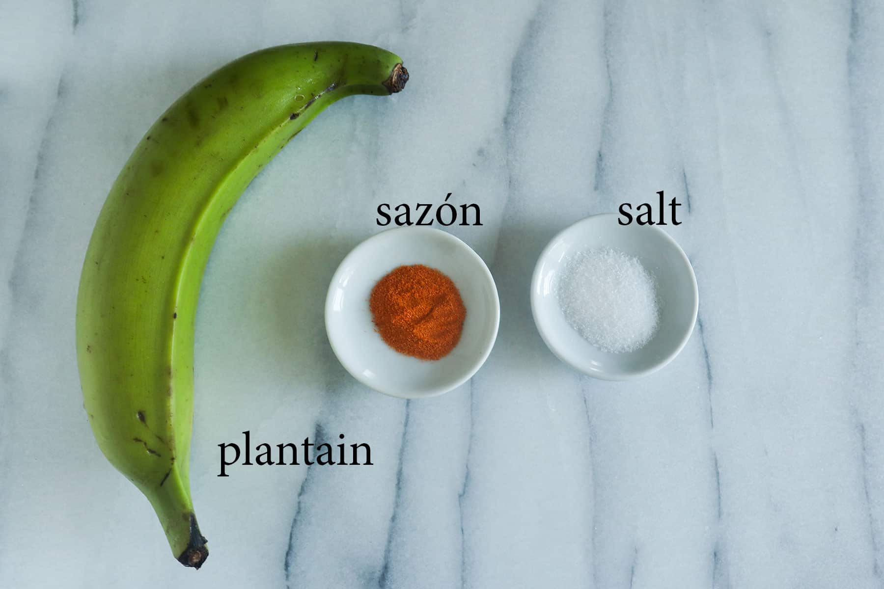 ingredients needed to make plantain balls.