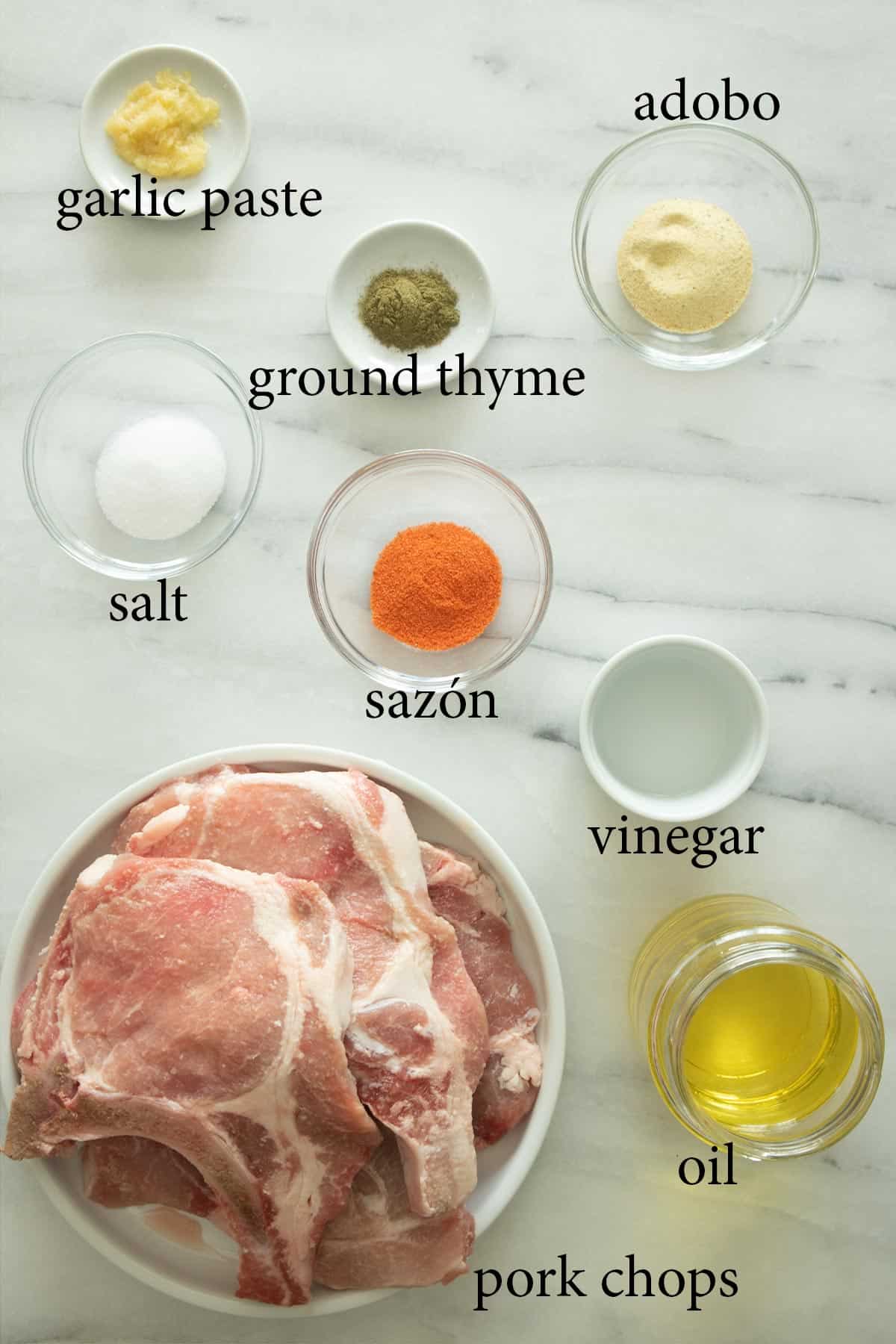 ingredients needed to make fried pork chops.