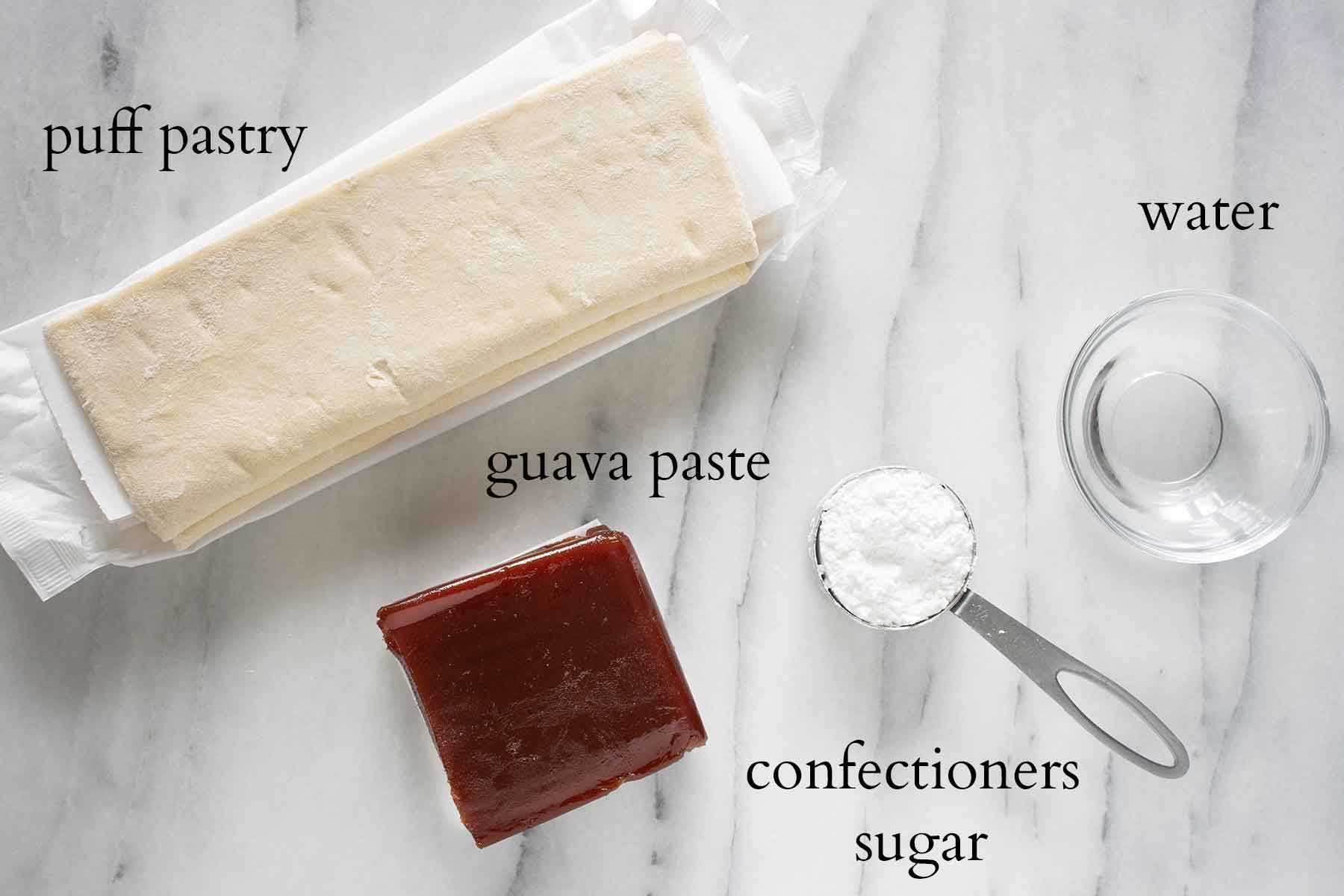 all the ingredients necessary to make guava pastries.