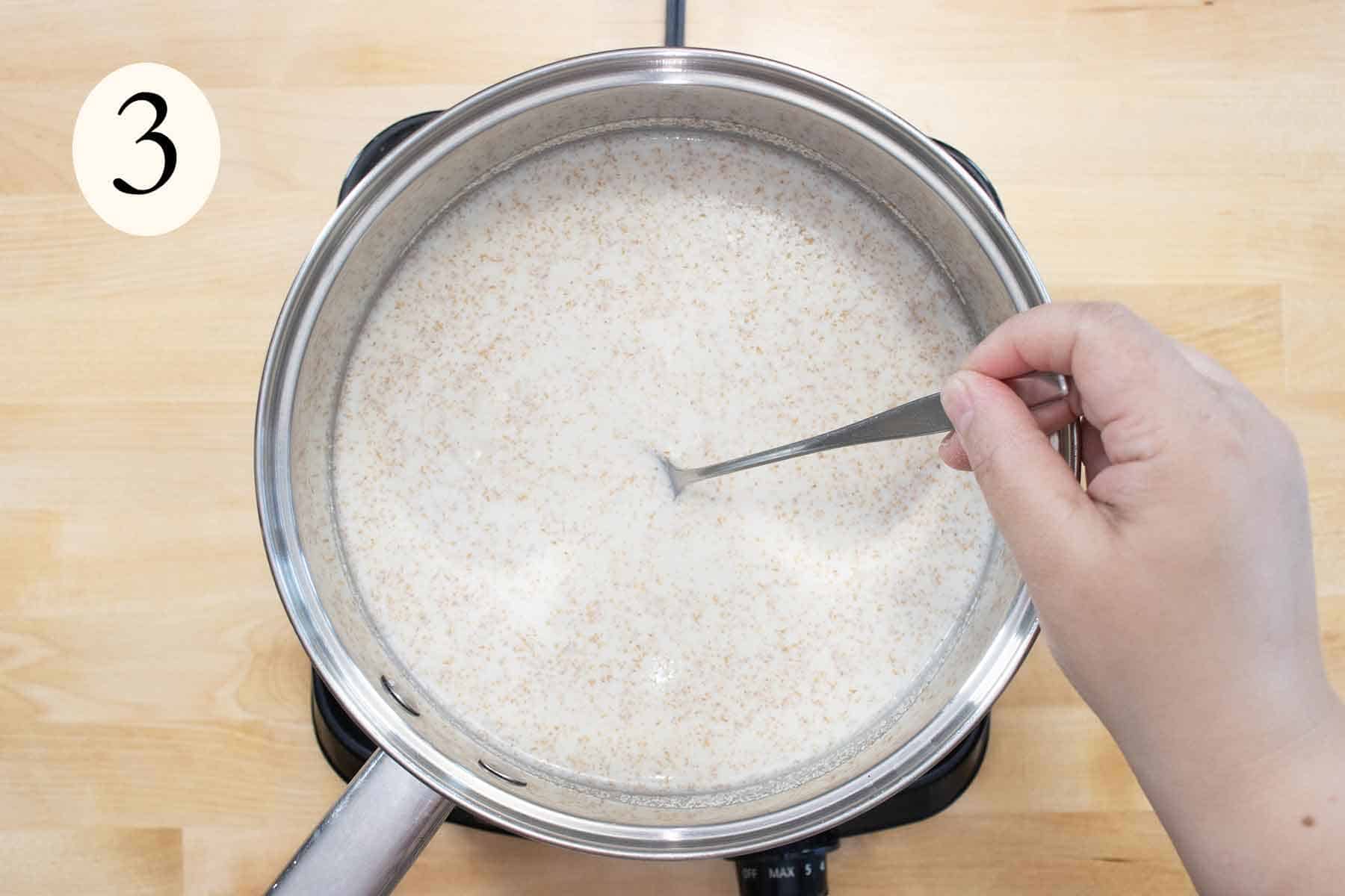 step 3 on how to make cream of wheat or puerto rican farina.