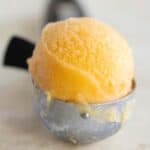 a scoop of passion fruit sorbet.