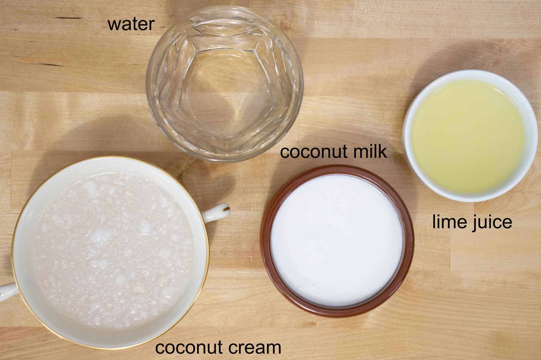 all the ingredients needed to make a coconut lemonade.