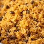 A big pot of arroz con gandules and coconut milk.