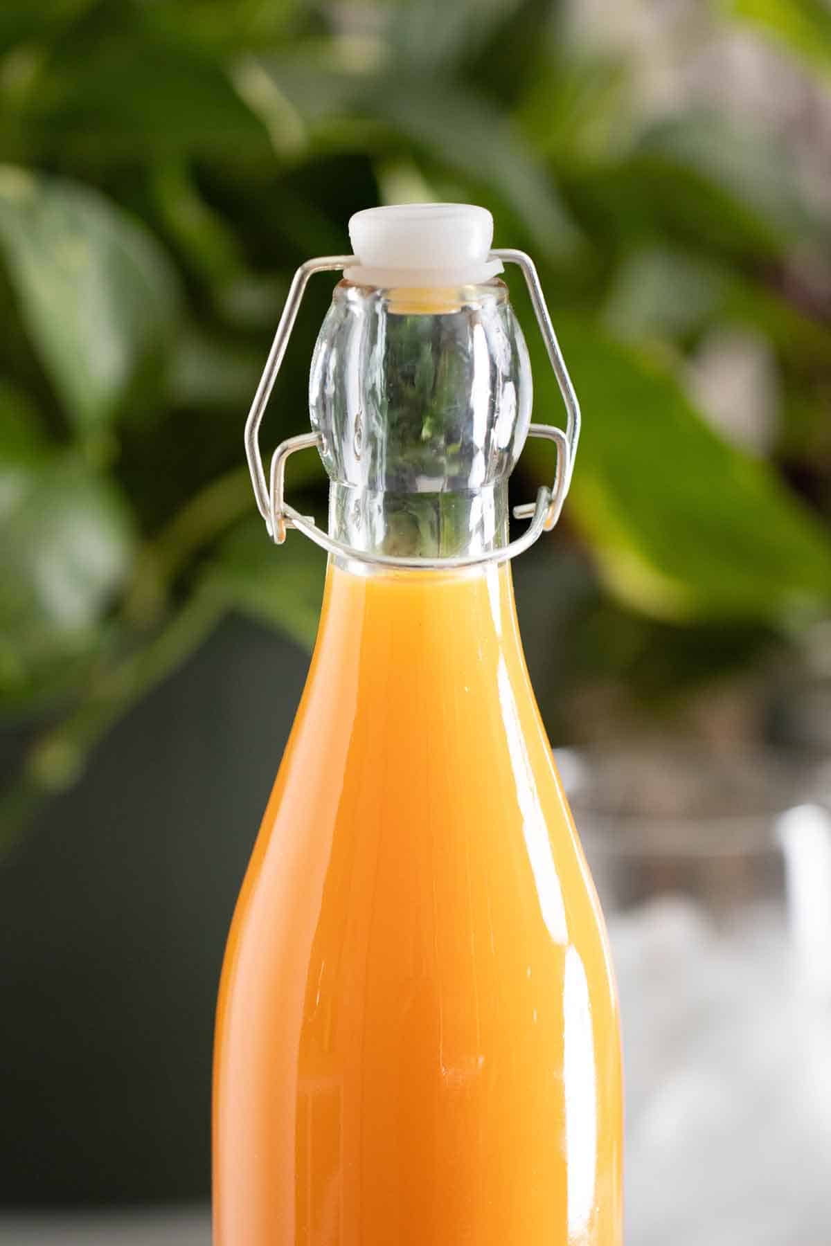 A bottle of a homemade ice cream flavor syrup used for drinks, cocktails, and desserts.