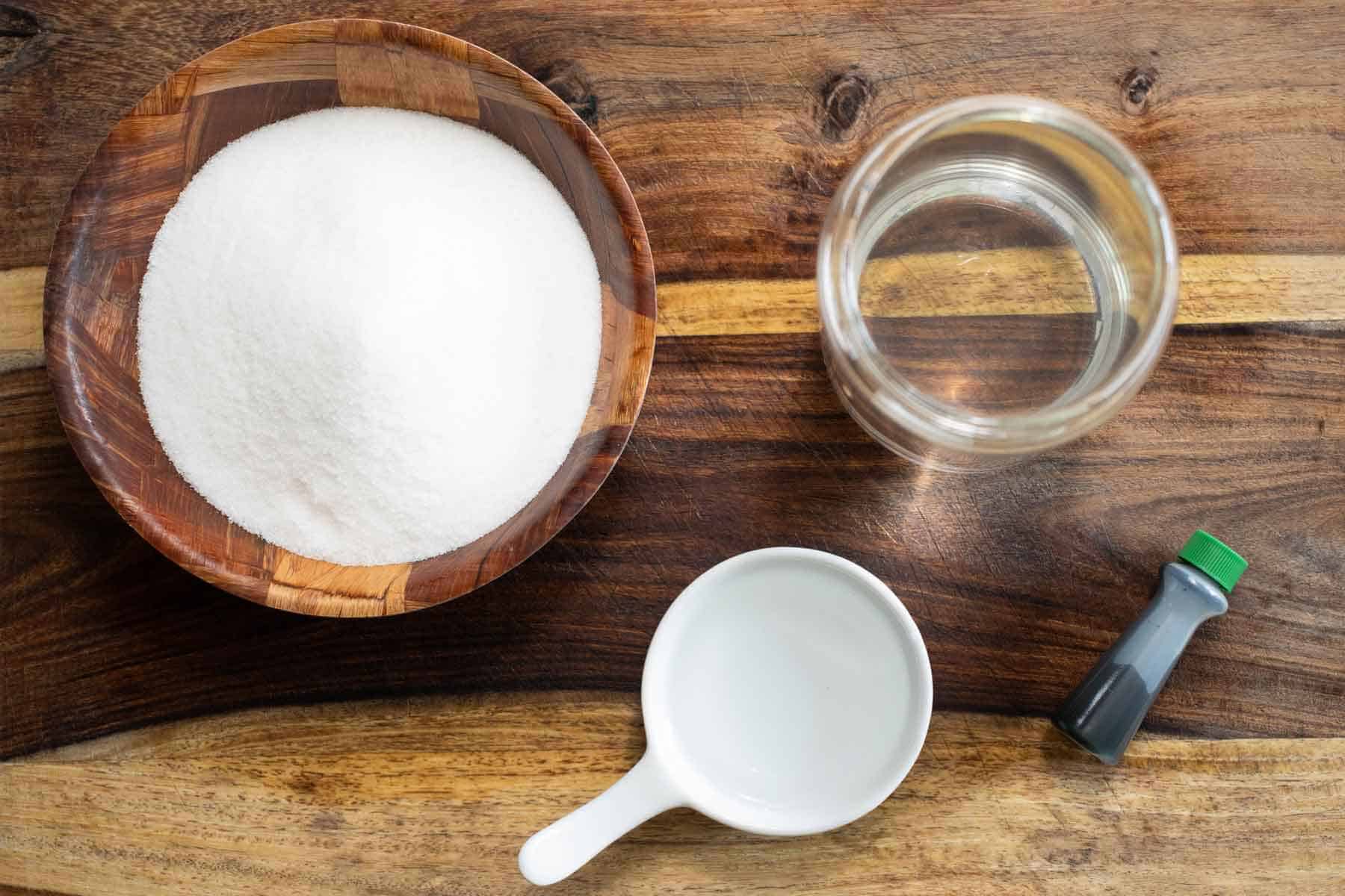All the ingredients needed to make a mint of limber or mint flavor frozen cup.
